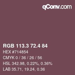 カラーコード: RGB 113.3 72.4 84 | qconv.com
