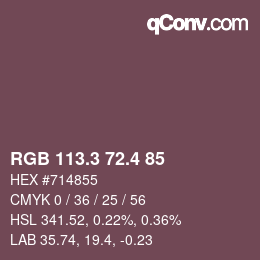 カラーコード: RGB 113.3 72.4 85 | qconv.com