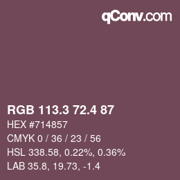 カラーコード: RGB 113.3 72.4 87 | qconv.com