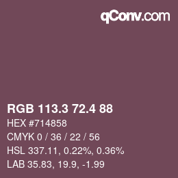 カラーコード: RGB 113.3 72.4 88 | qconv.com