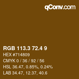 カラーコード: RGB 113.3 72.4 9 | qconv.com