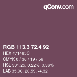 カラーコード: RGB 113.3 72.4 92 | qconv.com
