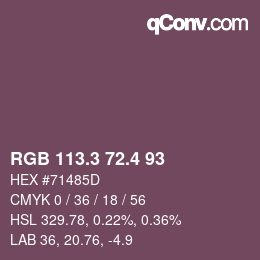 カラーコード: RGB 113.3 72.4 93 | qconv.com