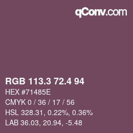 カラーコード: RGB 113.3 72.4 94 | qconv.com