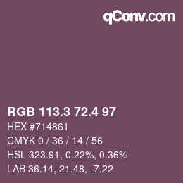 カラーコード: RGB 113.3 72.4 97 | qconv.com