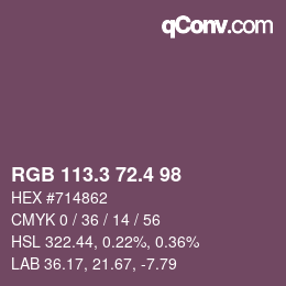 カラーコード: RGB 113.3 72.4 98 | qconv.com