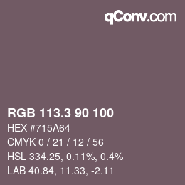 カラーコード: RGB 113.3 90 100 | qconv.com
