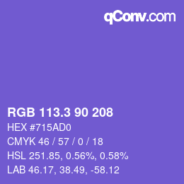 カラーコード: RGB 113.3 90 208 | qconv.com