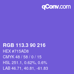 カラーコード: RGB 113.3 90 216 | qconv.com