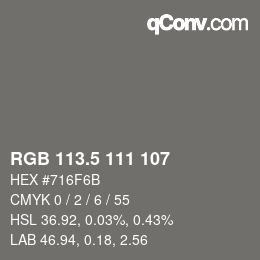 Farbcode: RGB 113.5 111 107 | qconv.com
