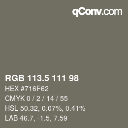 Color code: RGB 113.5 111 98 | qconv.com