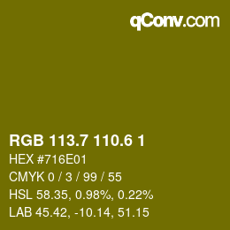 カラーコード: RGB 113.7 110.6 1 | qconv.com