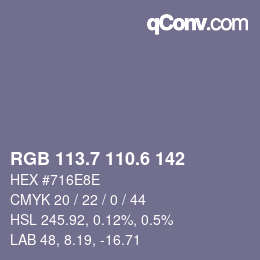 カラーコード: RGB 113.7 110.6 142 | qconv.com