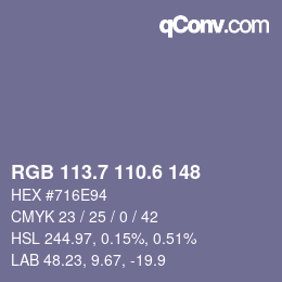 カラーコード: RGB 113.7 110.6 148 | qconv.com