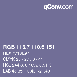 カラーコード: RGB 113.7 110.6 151 | qconv.com
