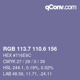 カラーコード: RGB 113.7 110.6 156 | qconv.com