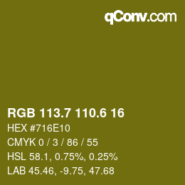 カラーコード: RGB 113.7 110.6 16 | qconv.com