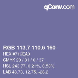 カラーコード: RGB 113.7 110.6 160 | qconv.com