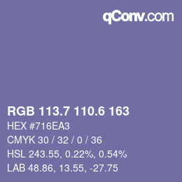 カラーコード: RGB 113.7 110.6 163 | qconv.com