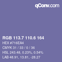 カラーコード: RGB 113.7 110.6 164 | qconv.com