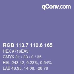 カラーコード: RGB 113.7 110.6 165 | qconv.com
