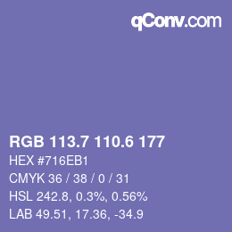 カラーコード: RGB 113.7 110.6 177 | qconv.com