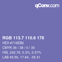 カラーコード: RGB 113.7 110.6 178 | qconv.com