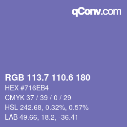 カラーコード: RGB 113.7 110.6 180 | qconv.com