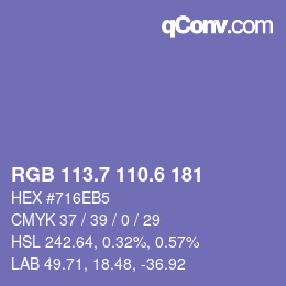カラーコード: RGB 113.7 110.6 181 | qconv.com