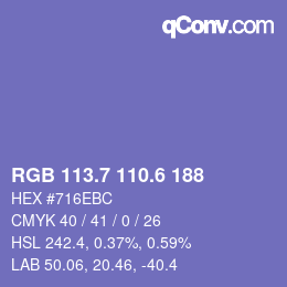 カラーコード: RGB 113.7 110.6 188 | qconv.com