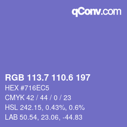 カラーコード: RGB 113.7 110.6 197 | qconv.com