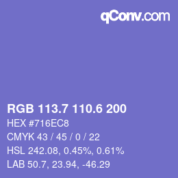 カラーコード: RGB 113.7 110.6 200 | qconv.com