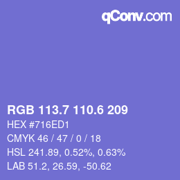 カラーコード: RGB 113.7 110.6 209 | qconv.com