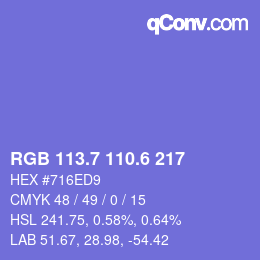 カラーコード: RGB 113.7 110.6 217 | qconv.com