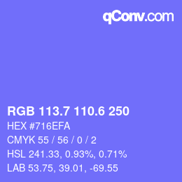 カラーコード: RGB 113.7 110.6 250 | qconv.com