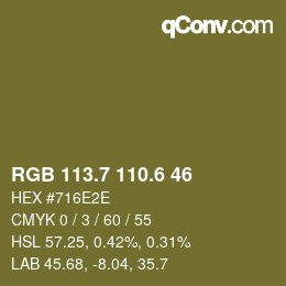 カラーコード: RGB 113.7 110.6 46 | qconv.com