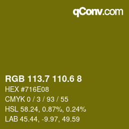 カラーコード: RGB 113.7 110.6 8 | qconv.com