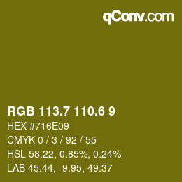 カラーコード: RGB 113.7 110.6 9 | qconv.com
