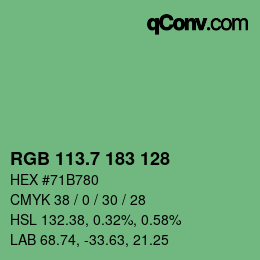 カラーコード: RGB 113.7 183 128 | qconv.com