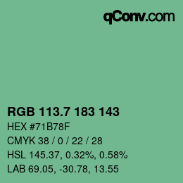 カラーコード: RGB 113.7 183 143 | qconv.com