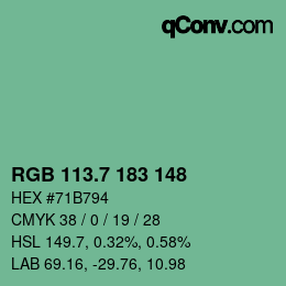 カラーコード: RGB 113.7 183 148 | qconv.com
