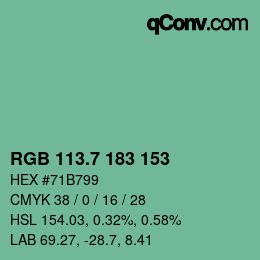 カラーコード: RGB 113.7 183 153 | qconv.com