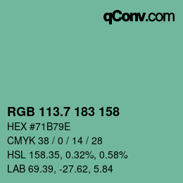 カラーコード: RGB 113.7 183 158 | qconv.com
