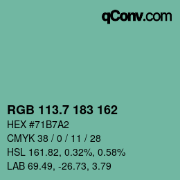 カラーコード: RGB 113.7 183 162 | qconv.com