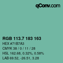 カラーコード: RGB 113.7 183 163 | qconv.com