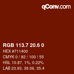 カラーコード: RGB 113.7 20.6 0 | qconv.com