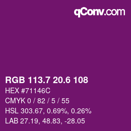 カラーコード: RGB 113.7 20.6 108 | qconv.com