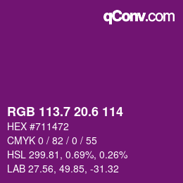 カラーコード: RGB 113.7 20.6 114 | qconv.com