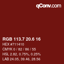 カラーコード: RGB 113.7 20.6 16 | qconv.com