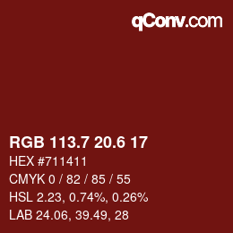 カラーコード: RGB 113.7 20.6 17 | qconv.com